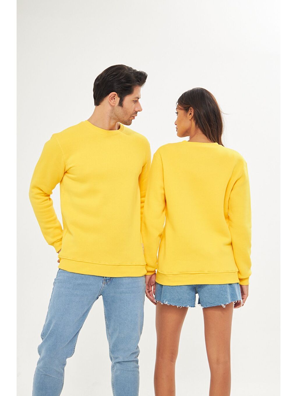 Sarı Unisex Slim Fit Sweatshirt-3