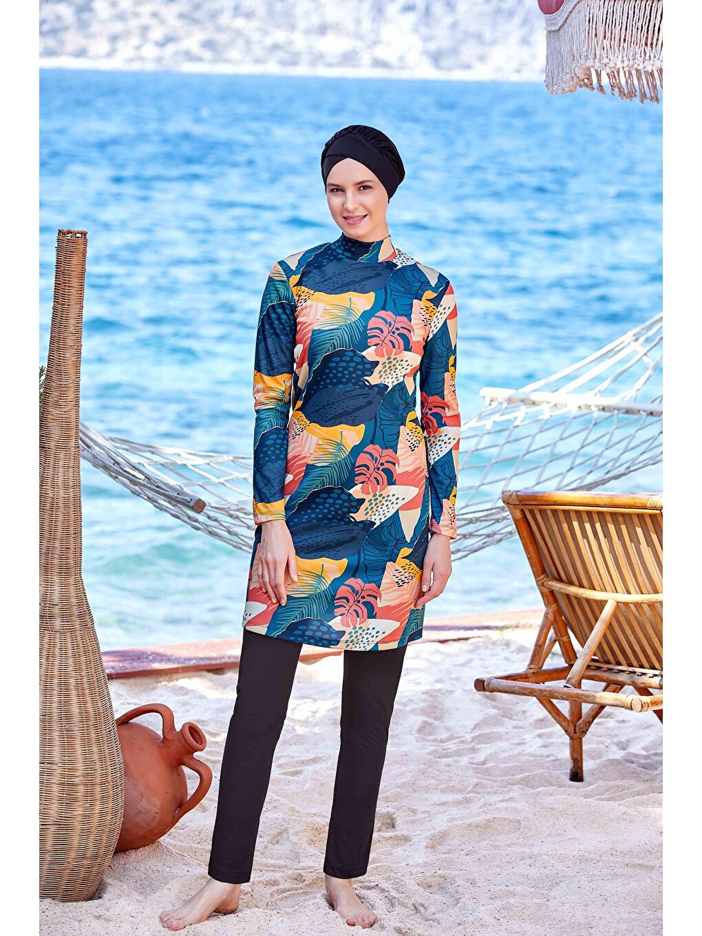 Haki Desenli 4 Lü Tesettür Mayo