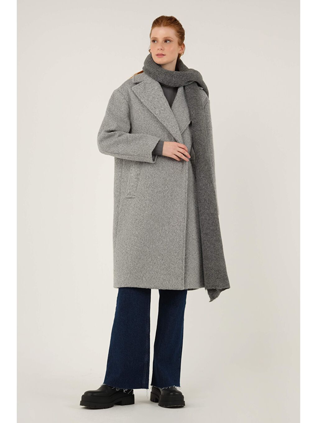 İki Düğmeli Kaban Gri-1