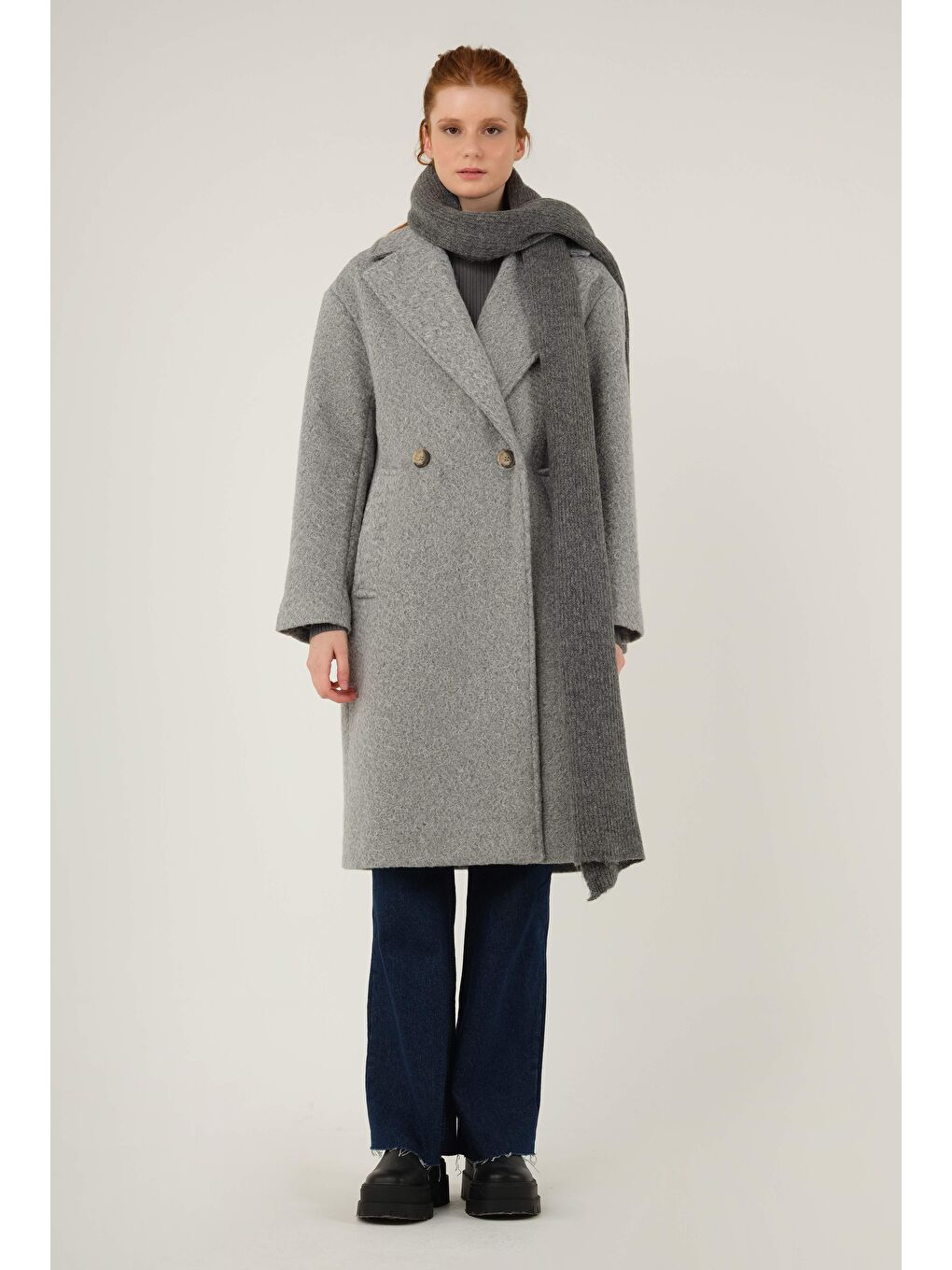 İki Düğmeli Kaban Gri-2