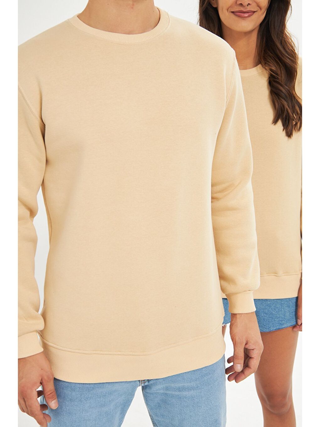 Ekru Unisex Slim Fit Sweatshirt-1