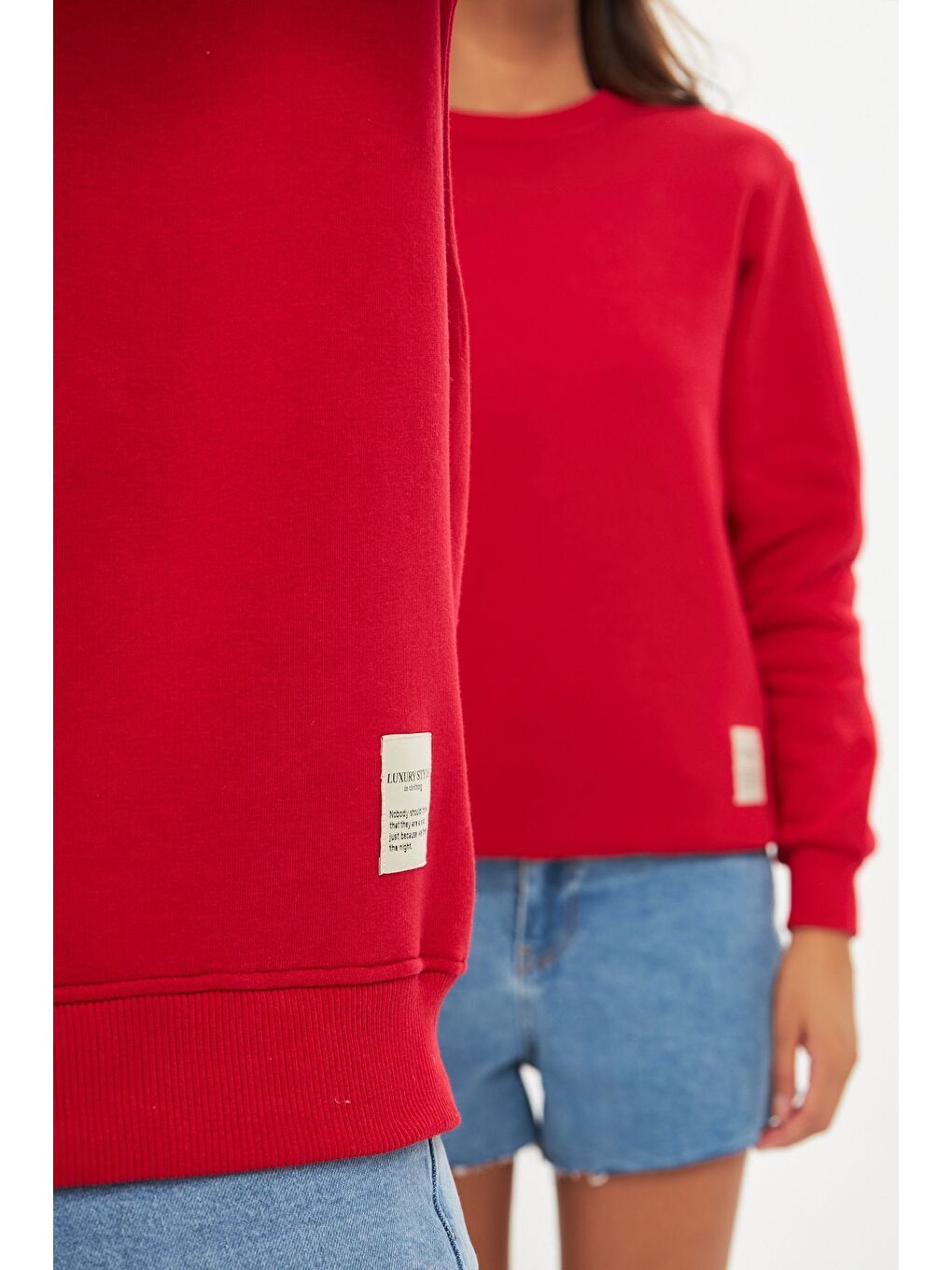 Kırmızı Unisex Slim Fit Sweatshirt-1