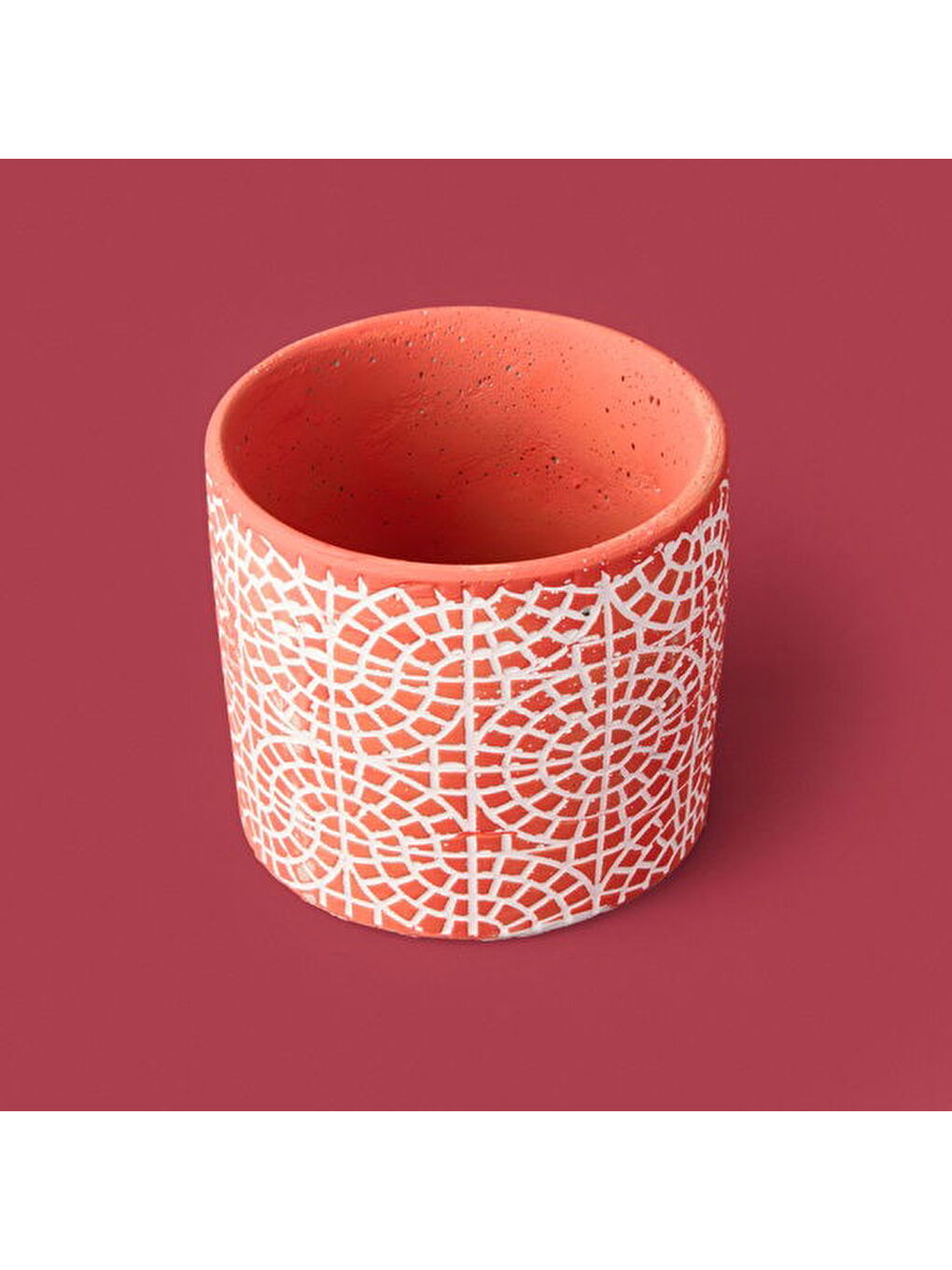 Mozaik Desen Beton Saksı - Turuncu - 10x13 cm-1