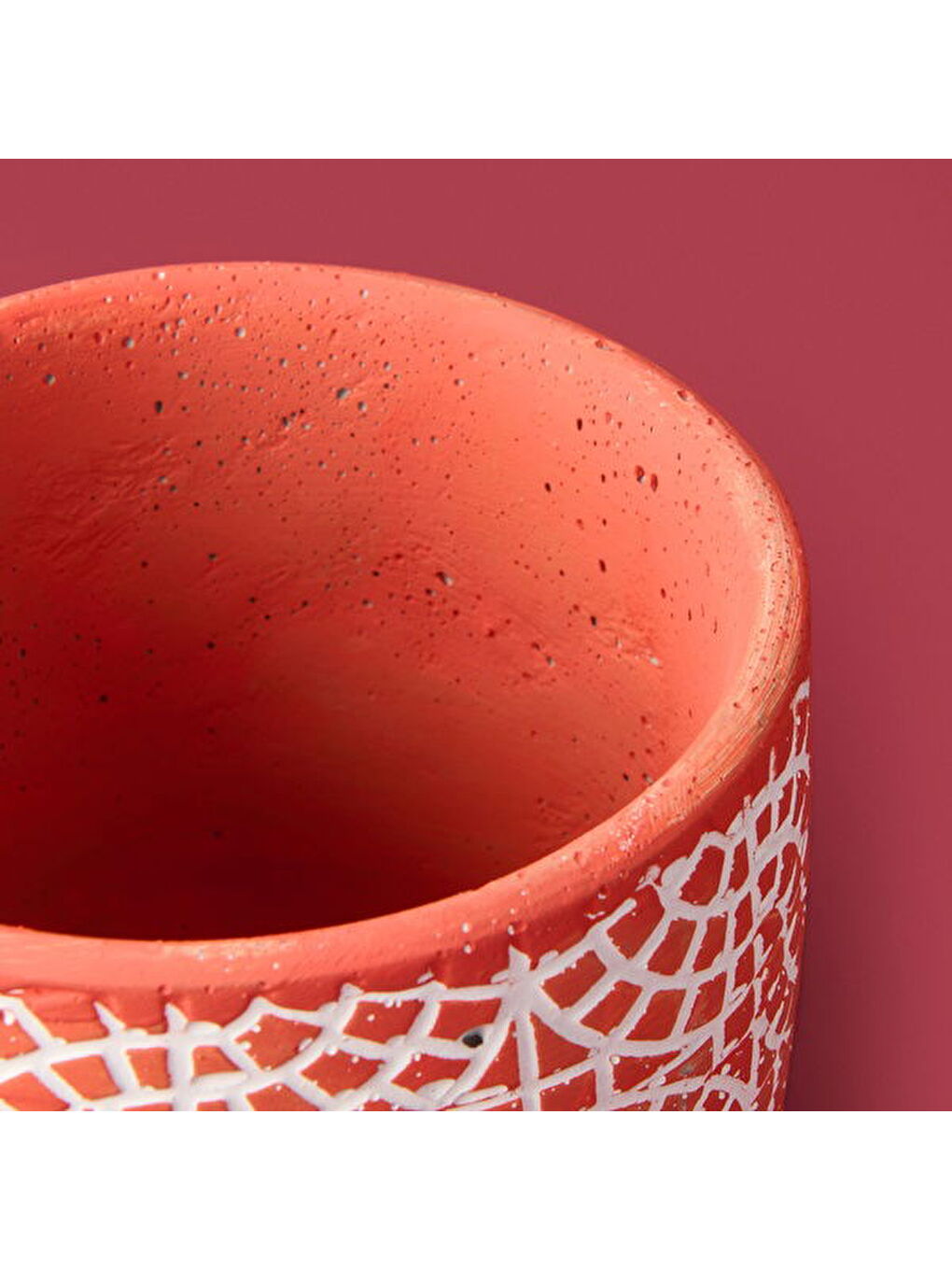 Mozaik Desen Beton Saksı - Turuncu - 10x13 cm-2