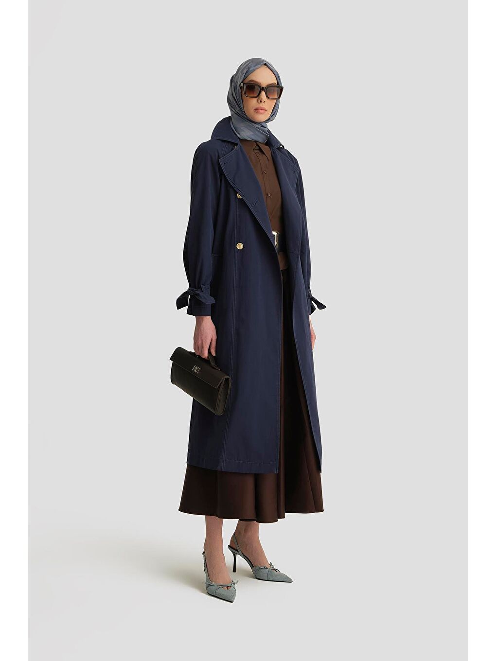 Gold Düğmeli Trençkot 25Y7807 Lacivert-2