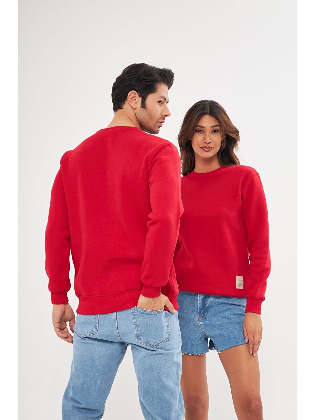 Kırmızı Unisex Slim Fit Sweatshirt-3