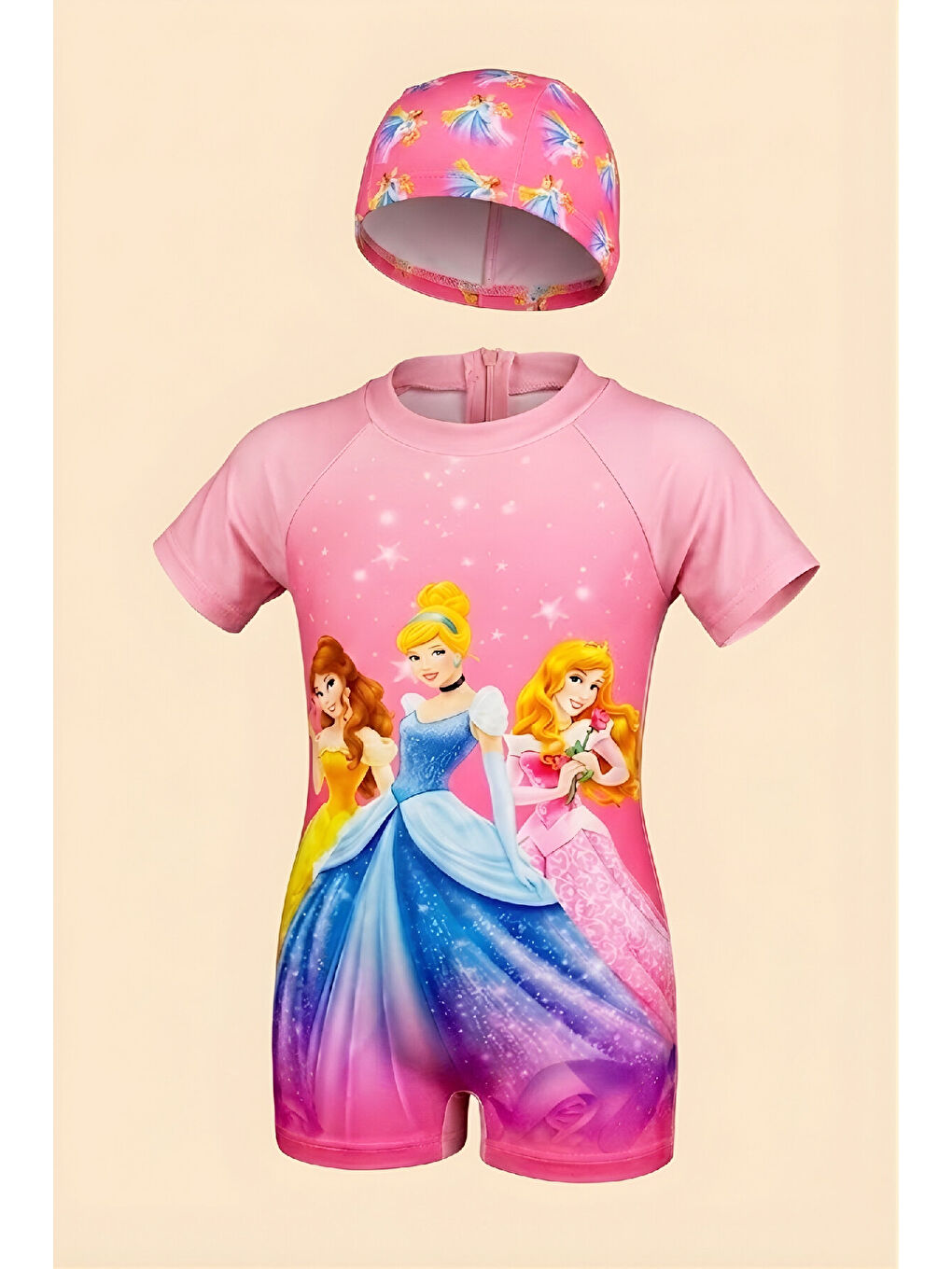 Pembe Kız Çocuk Boneli Mayo Takımı (Mayo+Bone) 2-8 Yaş 12588N