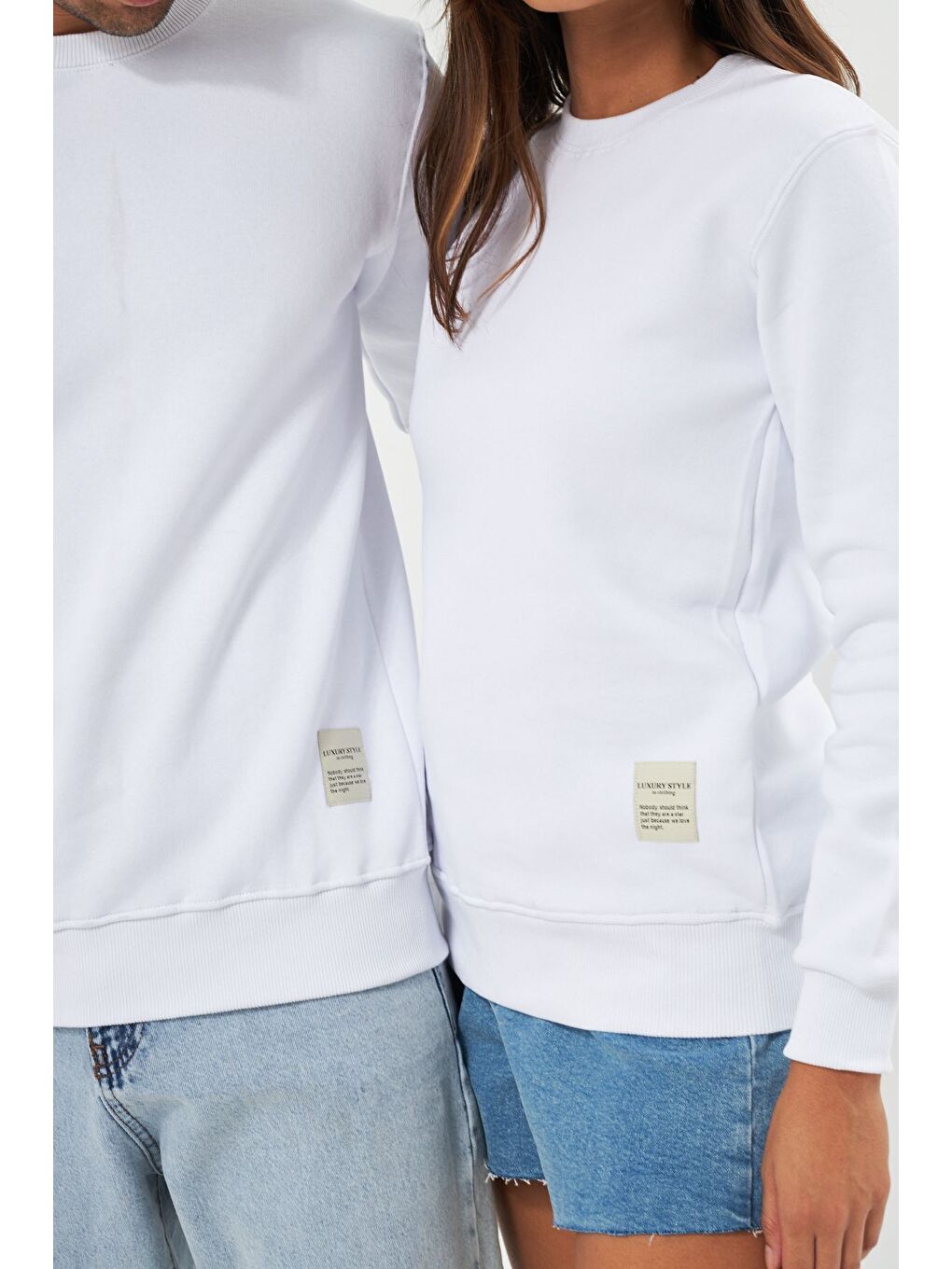 Beyaz Unisex Slim Fit Sweatshirt-1