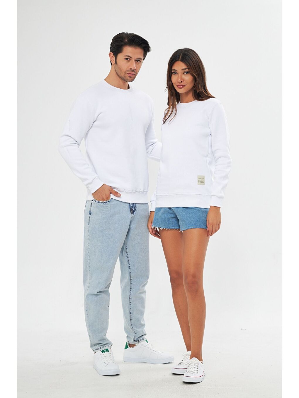 Beyaz Unisex Slim Fit Sweatshirt-2