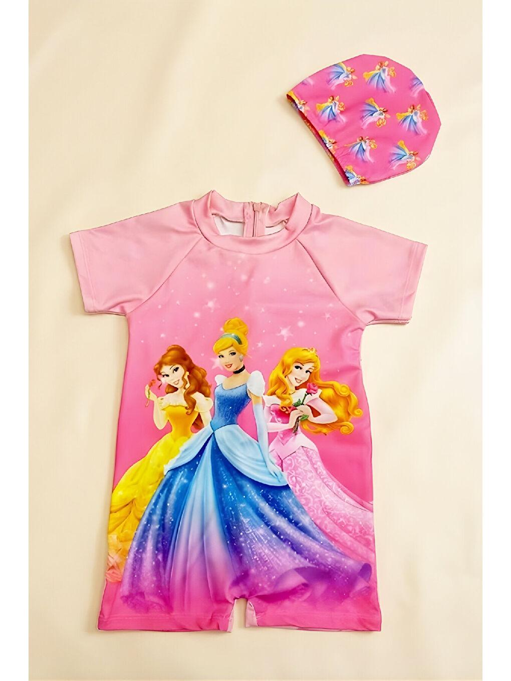 Pembe Kız Çocuk Boneli Mayo Takımı (Mayo+Bone) 2-8 Yaş 12588N-1