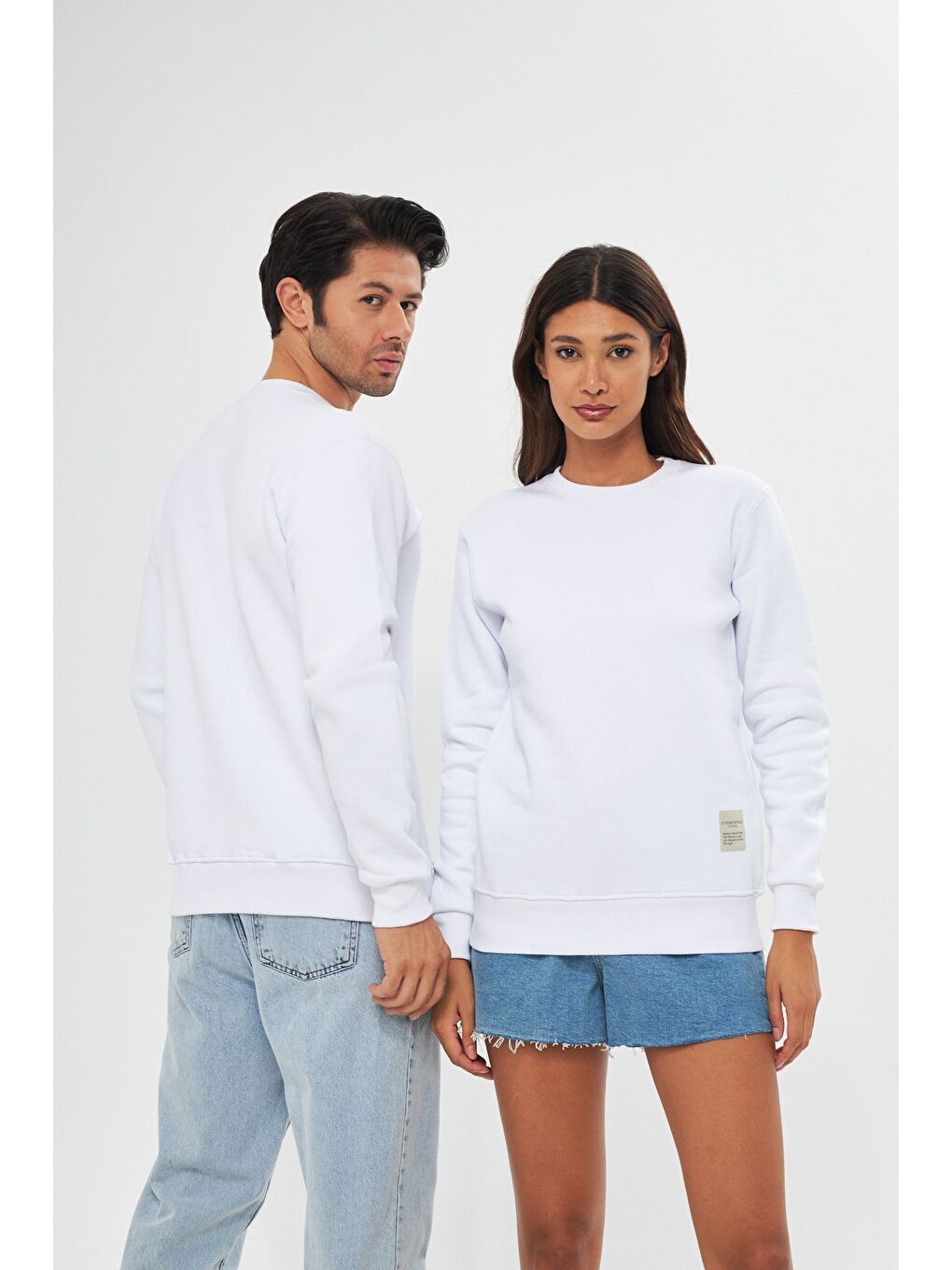 Beyaz Unisex Slim Fit Sweatshirt-3