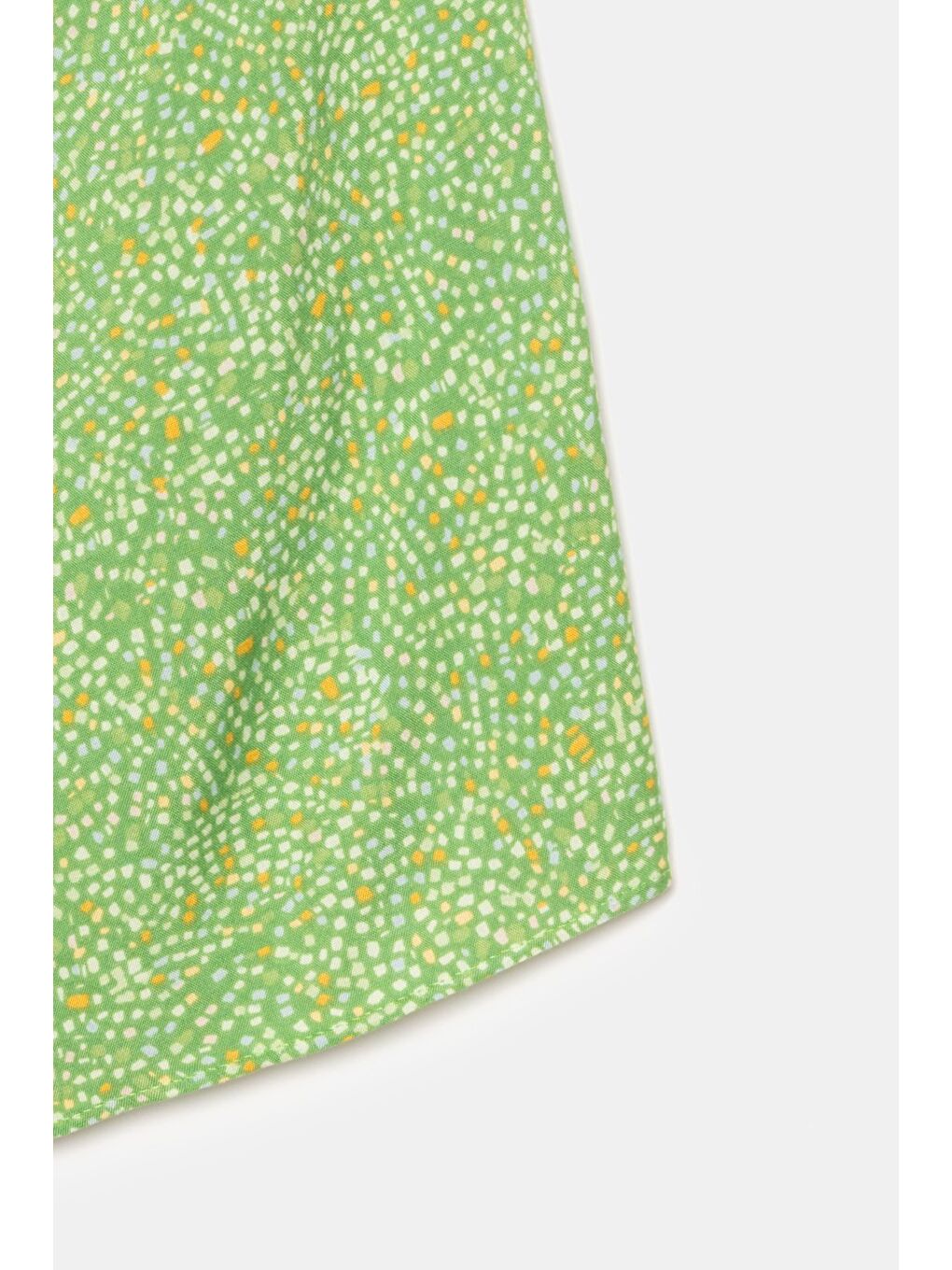 Yeşil Kadın Beli Lastikli Önü Parçalı Dokuma Şort - Viskon-3