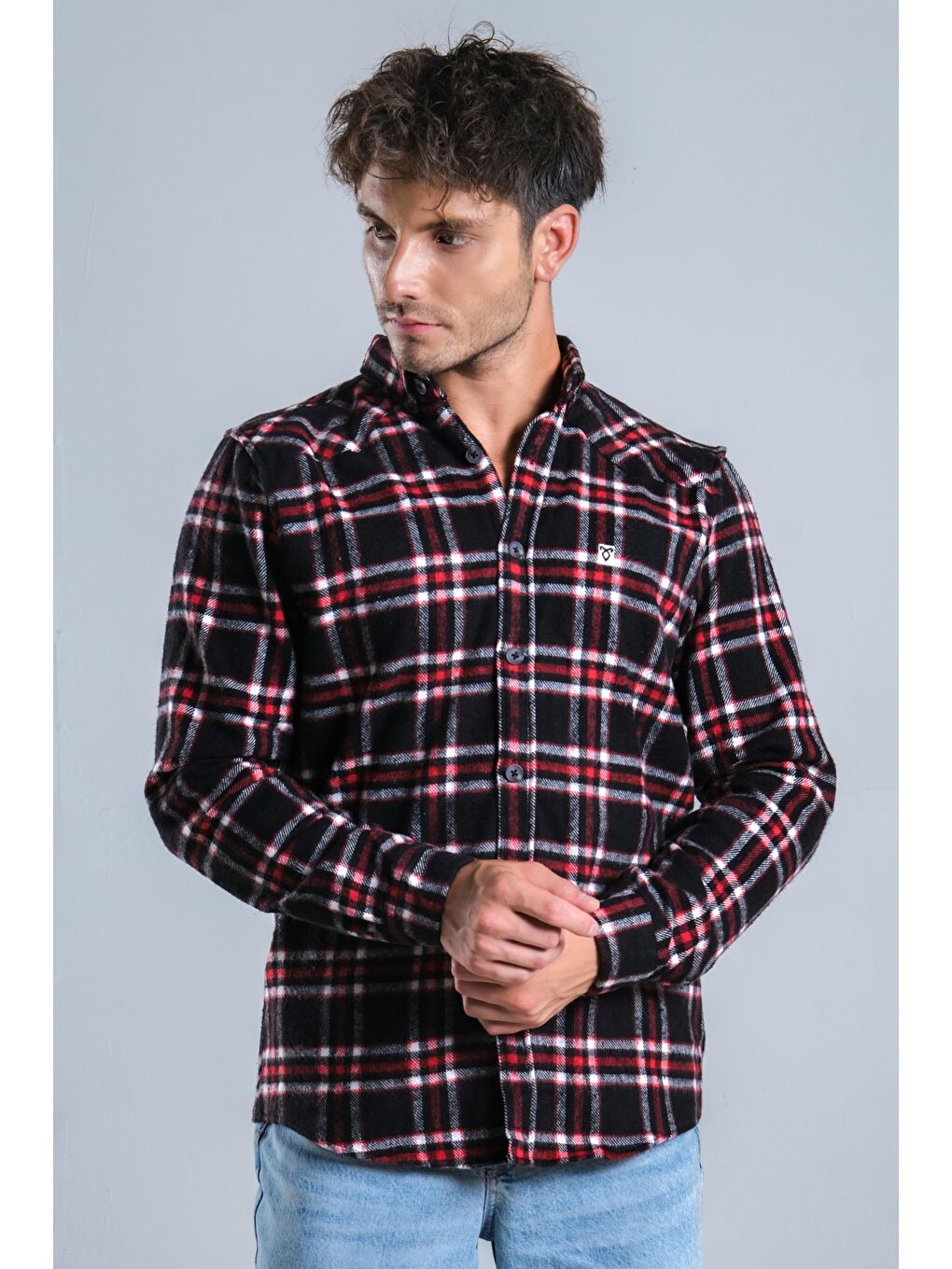Siyah Kareli Kışlık Erkek Oduncu Gömlek MAR 4161-3