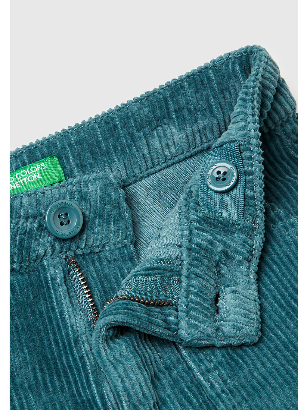 Erkek Çocuk Gri-Yeşil Logo Detaylı Yama Cepli Ayarlanabilir Bel Kadife Pantolon-2