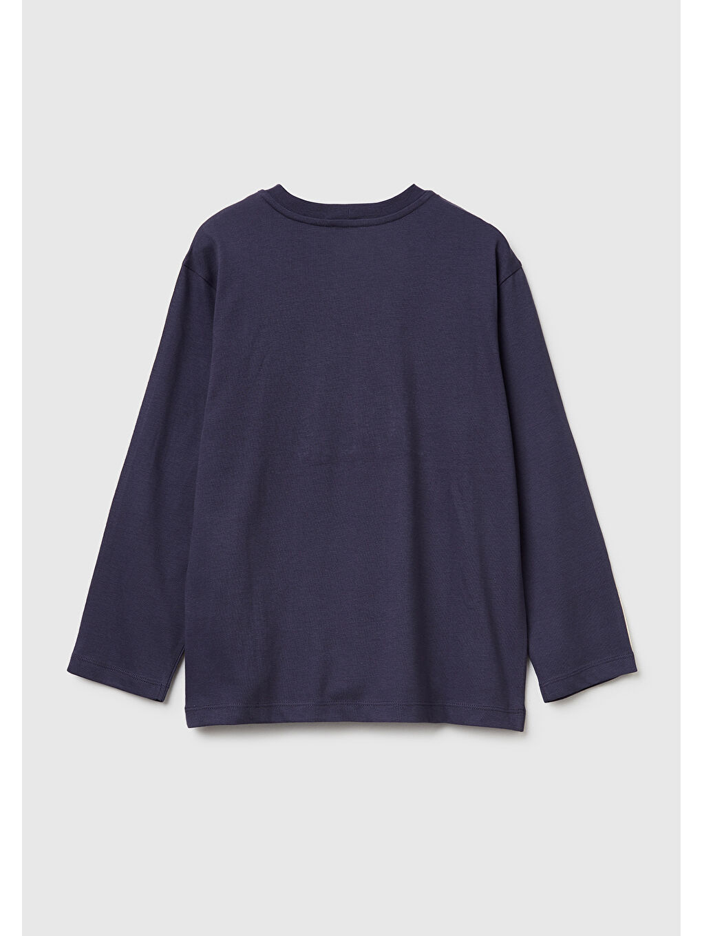 Erkek Çocuk Koyu Gri Önü Baskılı Kontrast Bant Detaylı Jarse Uzun Kollu T-shirt-1