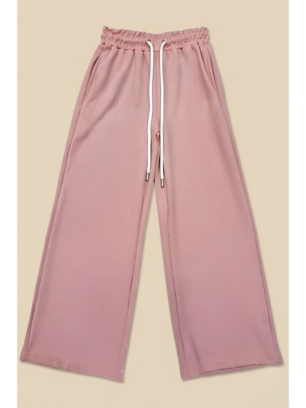 Pembe Kız Çocuk Doble Face Kumaş Geniş Paça Eşofman Alt 12683