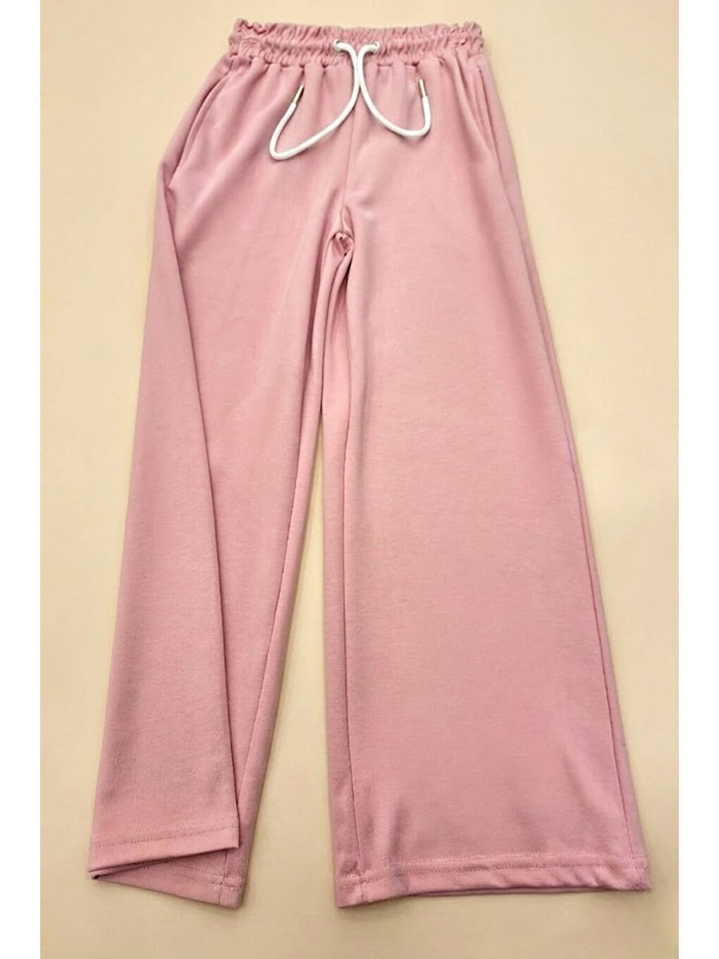 Pembe Kız Çocuk Doble Face Kumaş Geniş Paça Eşofman Alt 12683-1