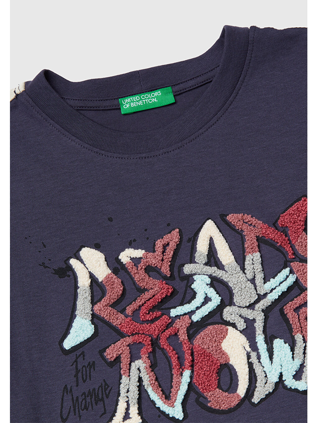 Erkek Çocuk Koyu Gri Önü Baskılı Kontrast Bant Detaylı Jarse Uzun Kollu T-shirt-2