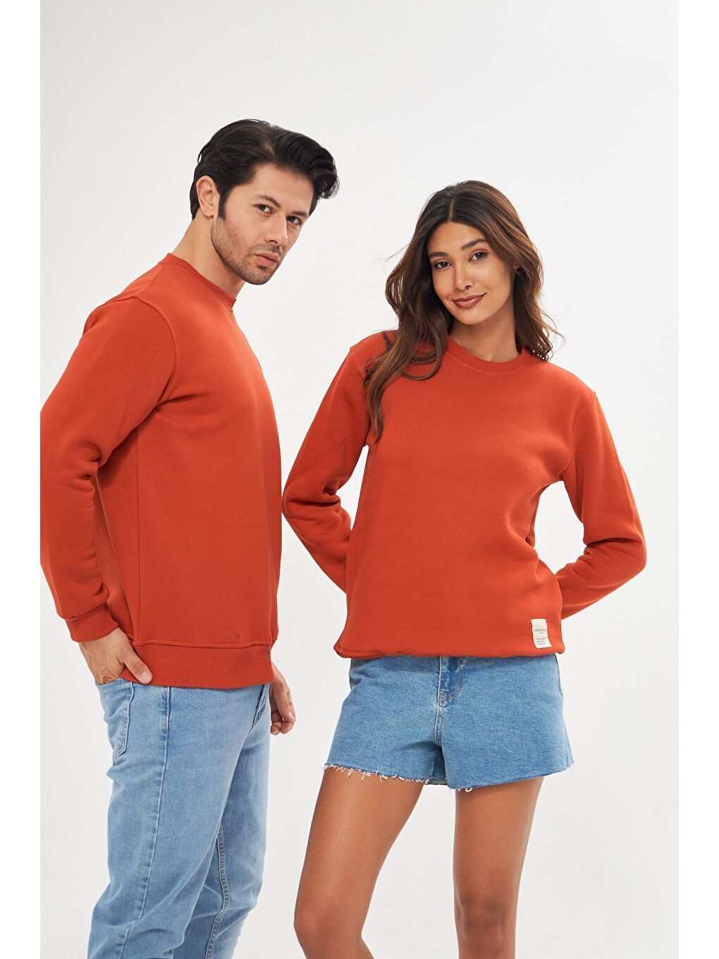 Kahverengi Unisex Slim Fit Sweatshirt