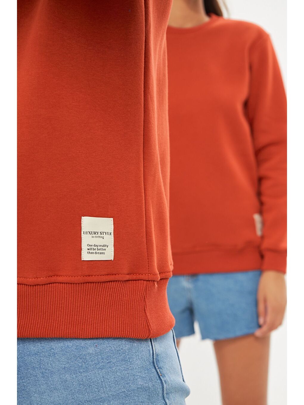 Kahverengi Unisex Slim Fit Sweatshirt-1