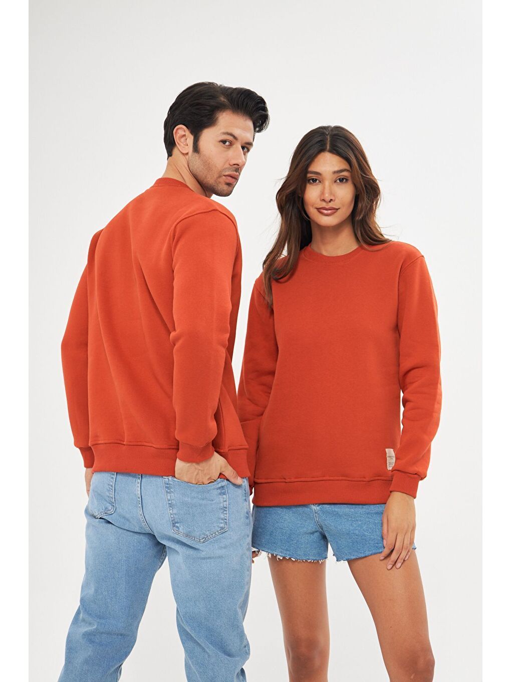 Kahverengi Unisex Slim Fit Sweatshirt-2