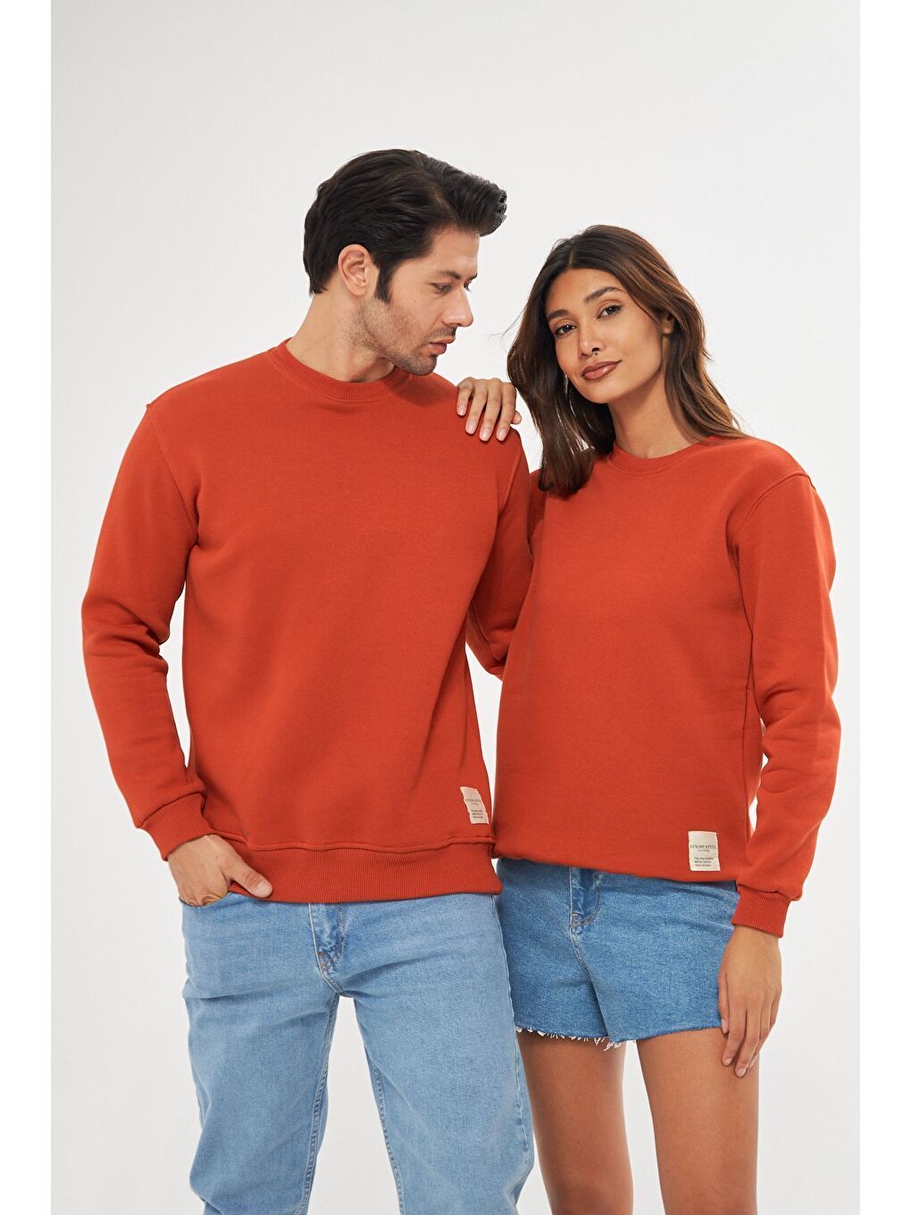 Kahverengi Unisex Slim Fit Sweatshirt-3