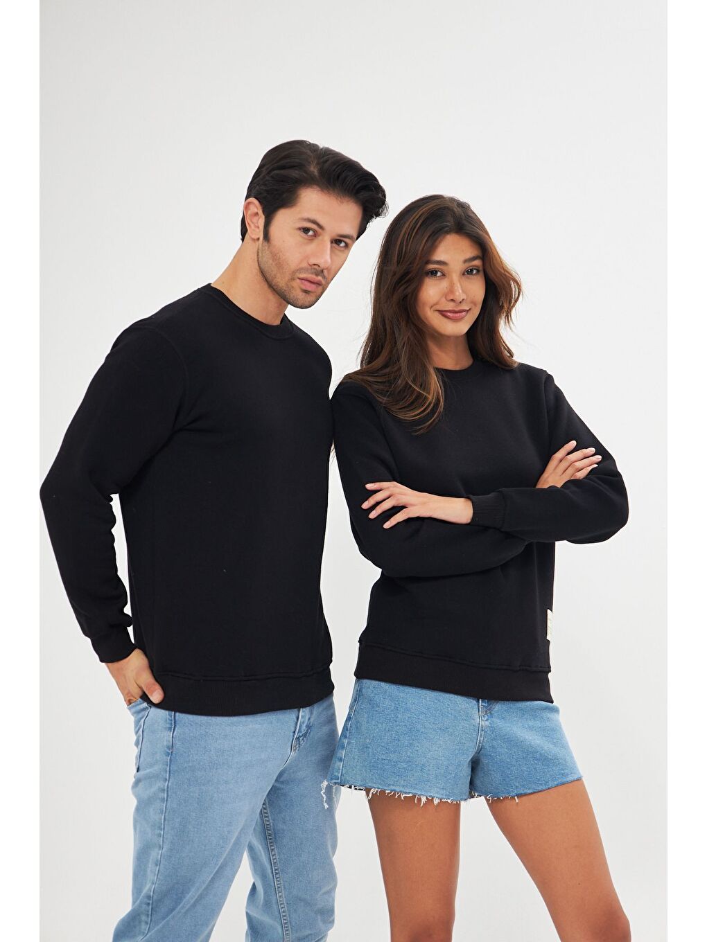 Siyah Unisex Slim Fit Sweatshirt