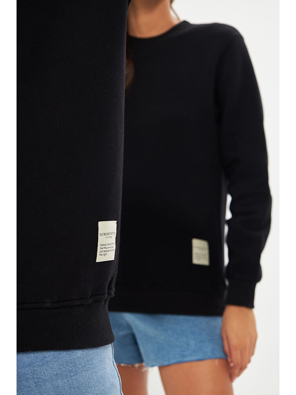 Siyah Unisex Slim Fit Sweatshirt-1