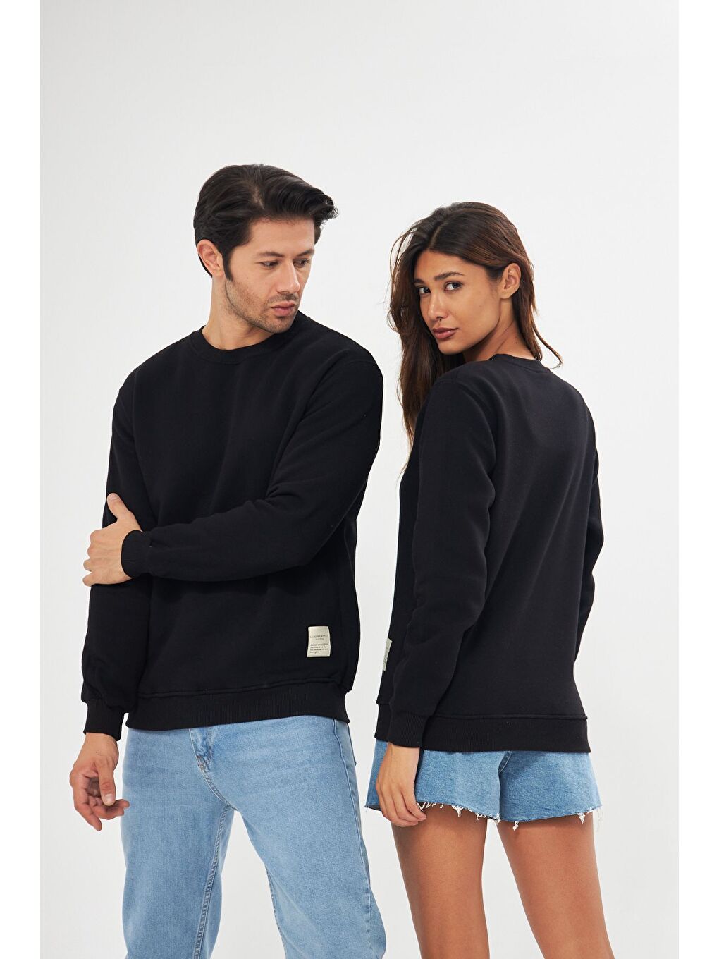 Siyah Unisex Slim Fit Sweatshirt-3