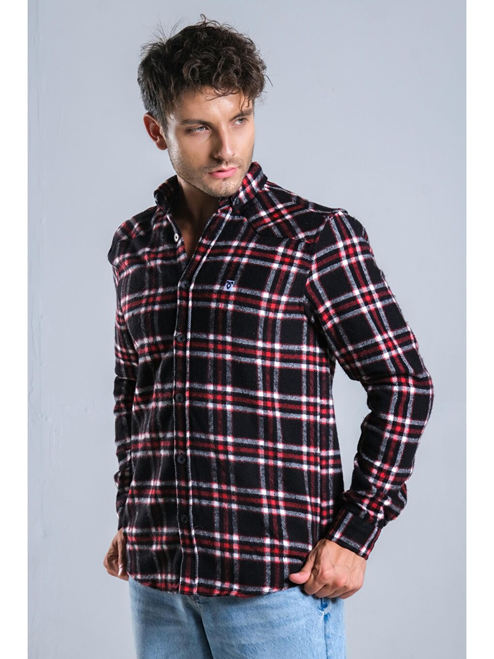 Siyah Kareli Kışlık Erkek Oduncu Gömlek MAR 4161-4