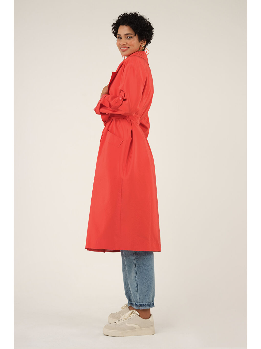 Kırmızı Pearl Trençkot Nar-1