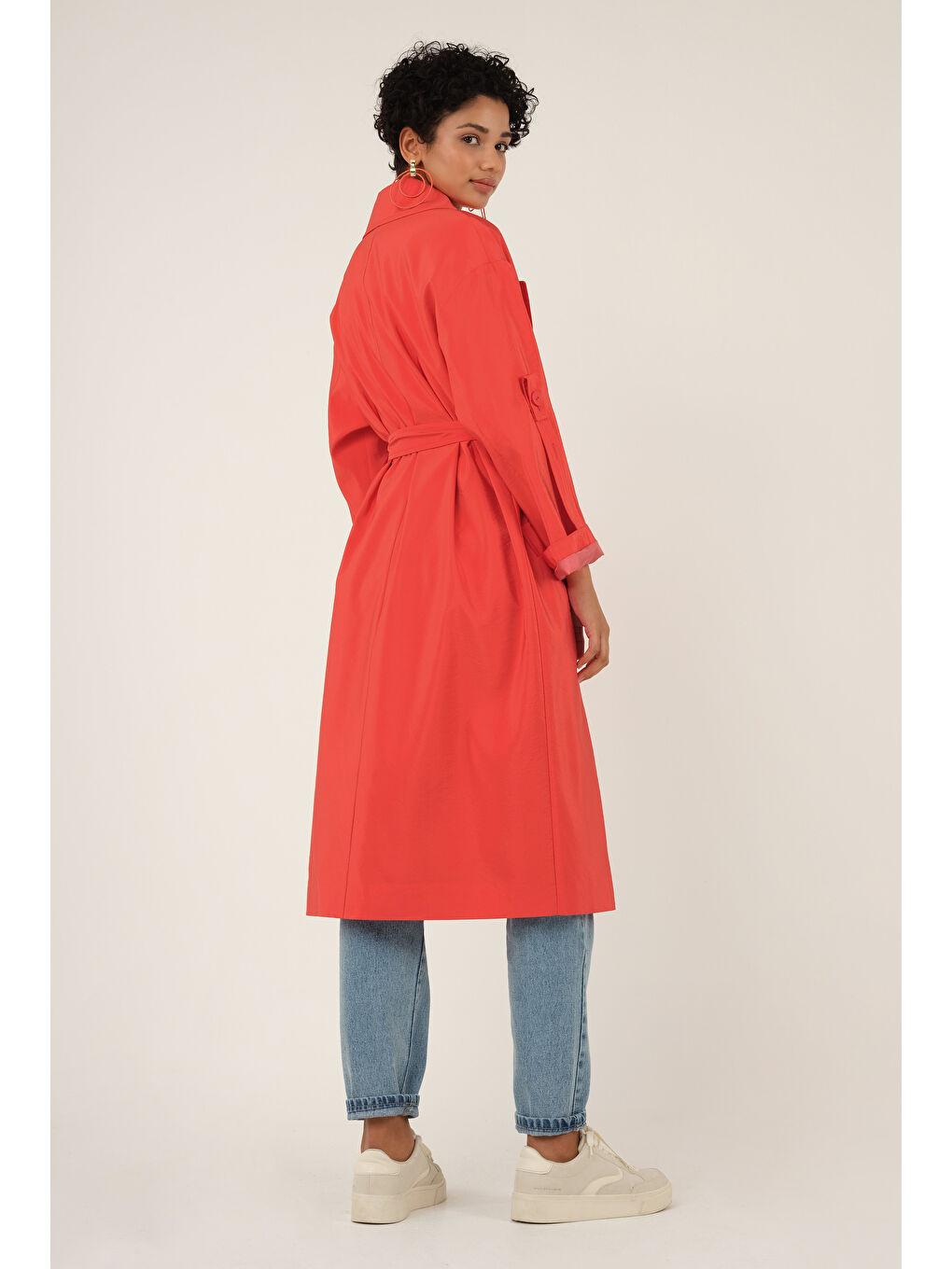Kırmızı Pearl Trençkot Nar-2