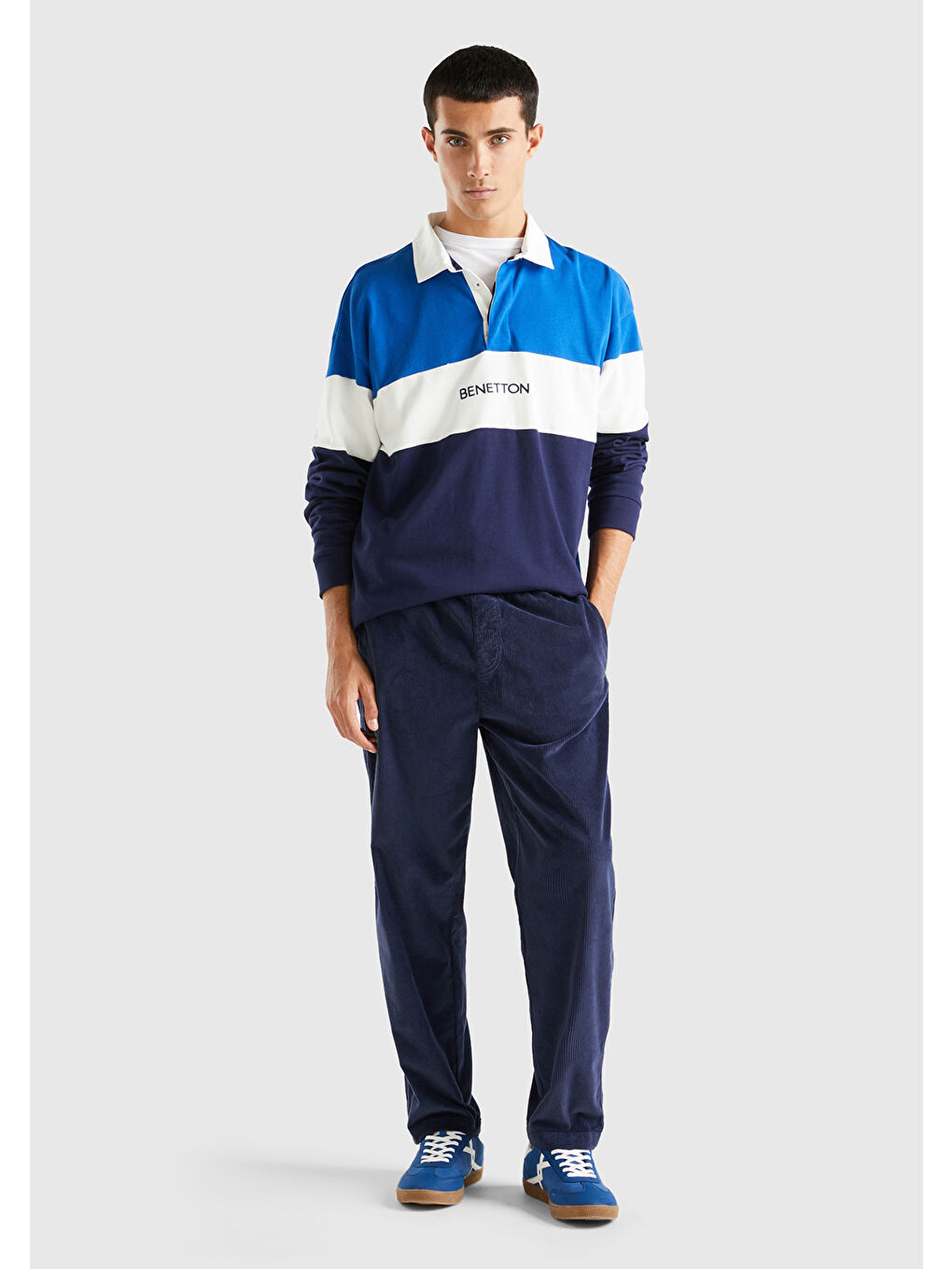 Erkek Lacivert Mix Slim Fit Kadife Chino Pantolon-4