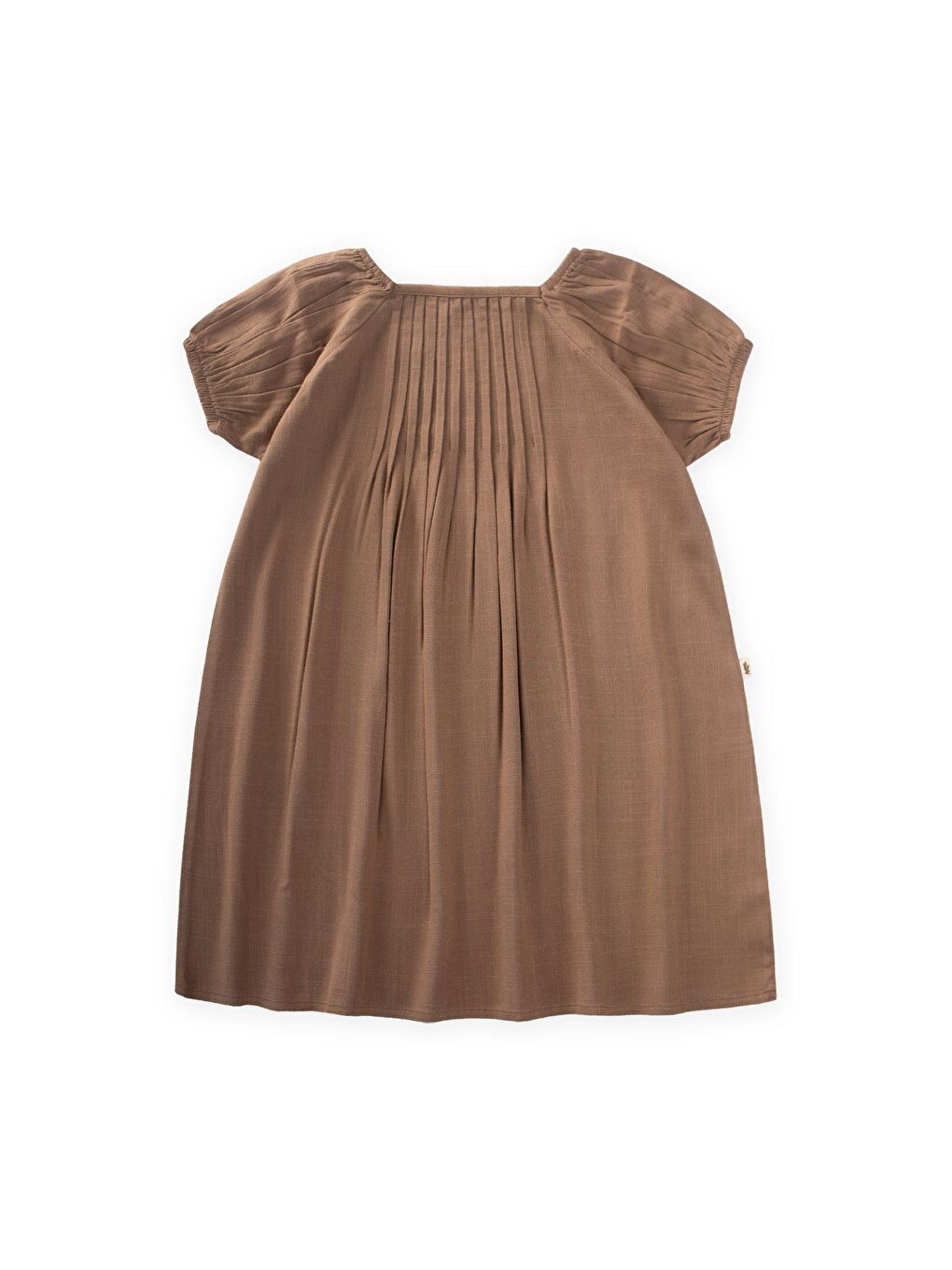 Kahverengi Kız Çocuk Keten Elbise
