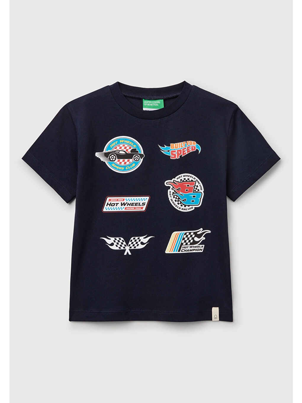 Erkek Çocuk Lacivert Hot Wheels Baskılı Logo Etiketli T-Shirt