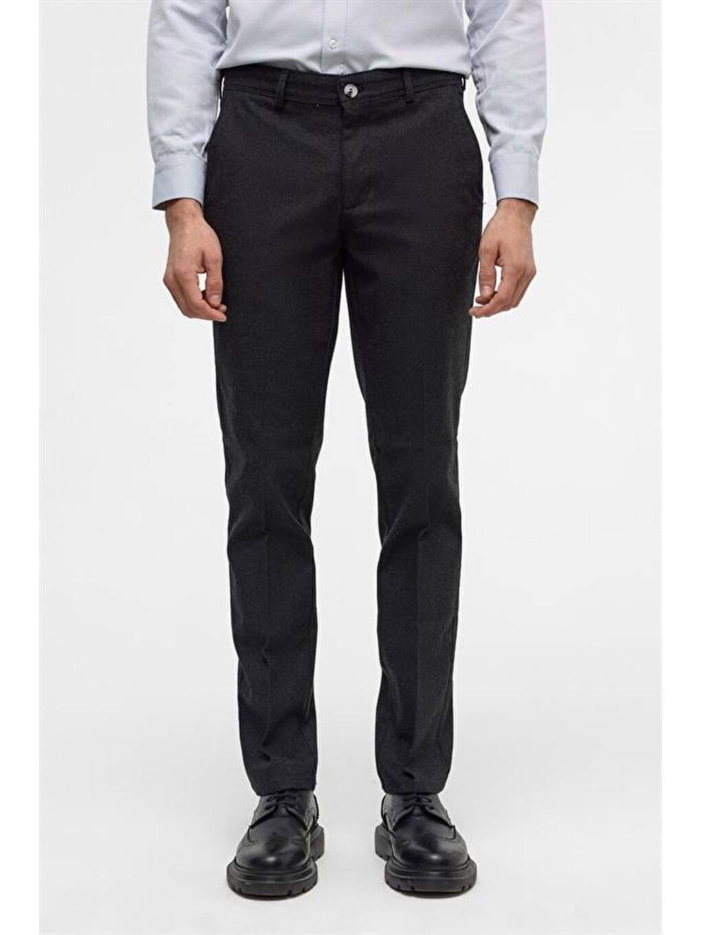 Siyah Regular Armürlü Pantolon-2