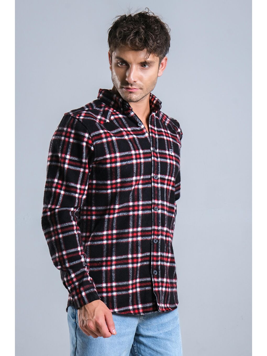 Siyah Kareli Kışlık Erkek Oduncu Gömlek MAR 4161-5