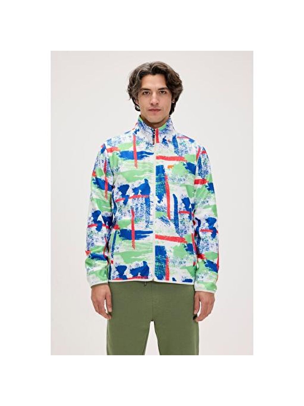 Karışık Full Zip Drew Polar Erkek Dik Yaka Fermuarlı Sweatshirt-2