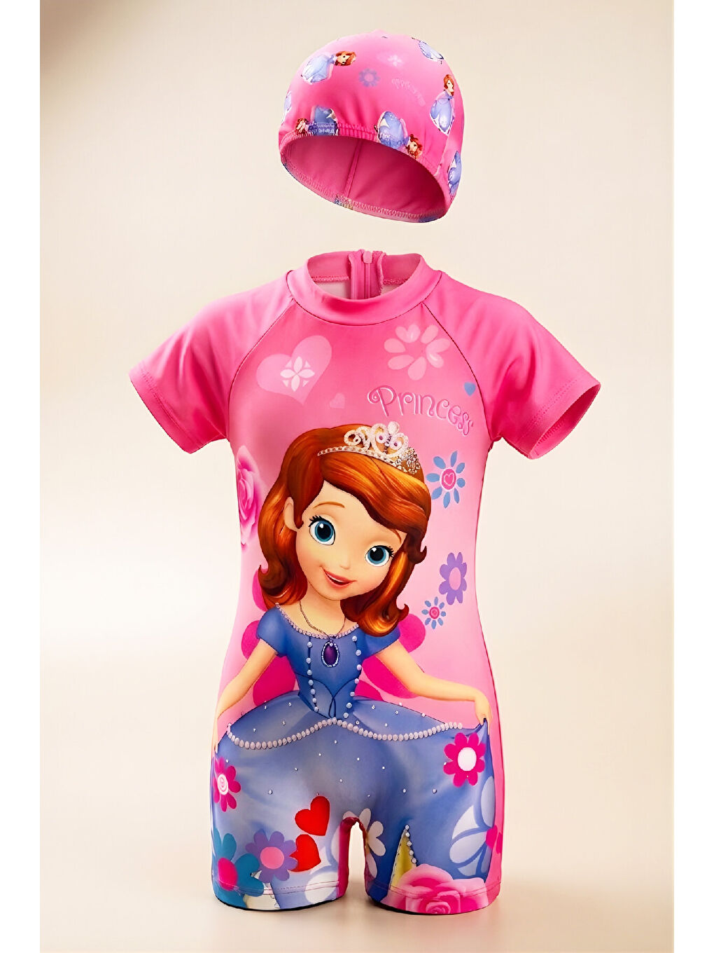 Pembe Kız Çocuk Boneli Mayo Takımı (Mayo+Bone) 2-8 Yaş 12587N