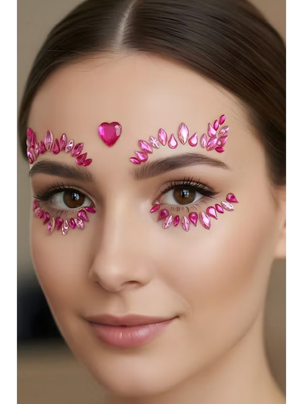 Pembe Kalp Model Kız Çocuk Yüz Sticker-1