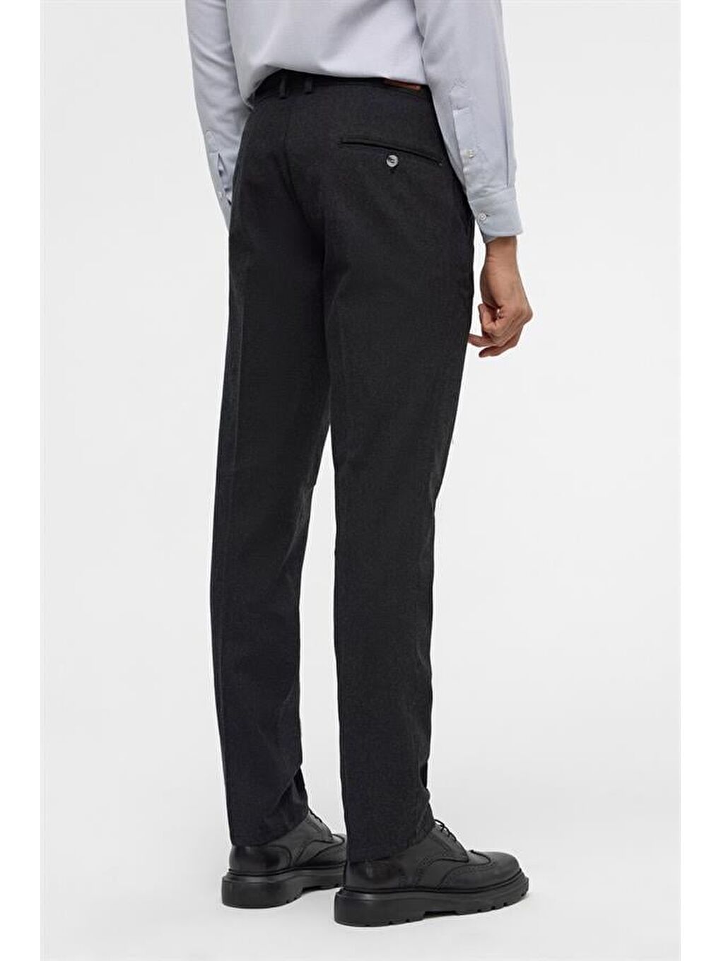 Siyah Regular Armürlü Pantolon-5