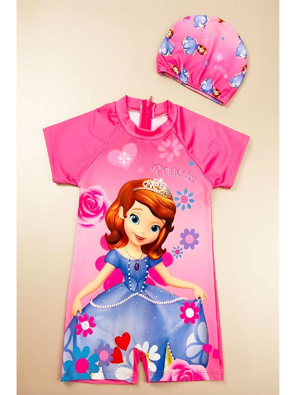 Pembe Kız Çocuk Boneli Mayo Takımı (Mayo+Bone) 2-8 Yaş 12587N-1