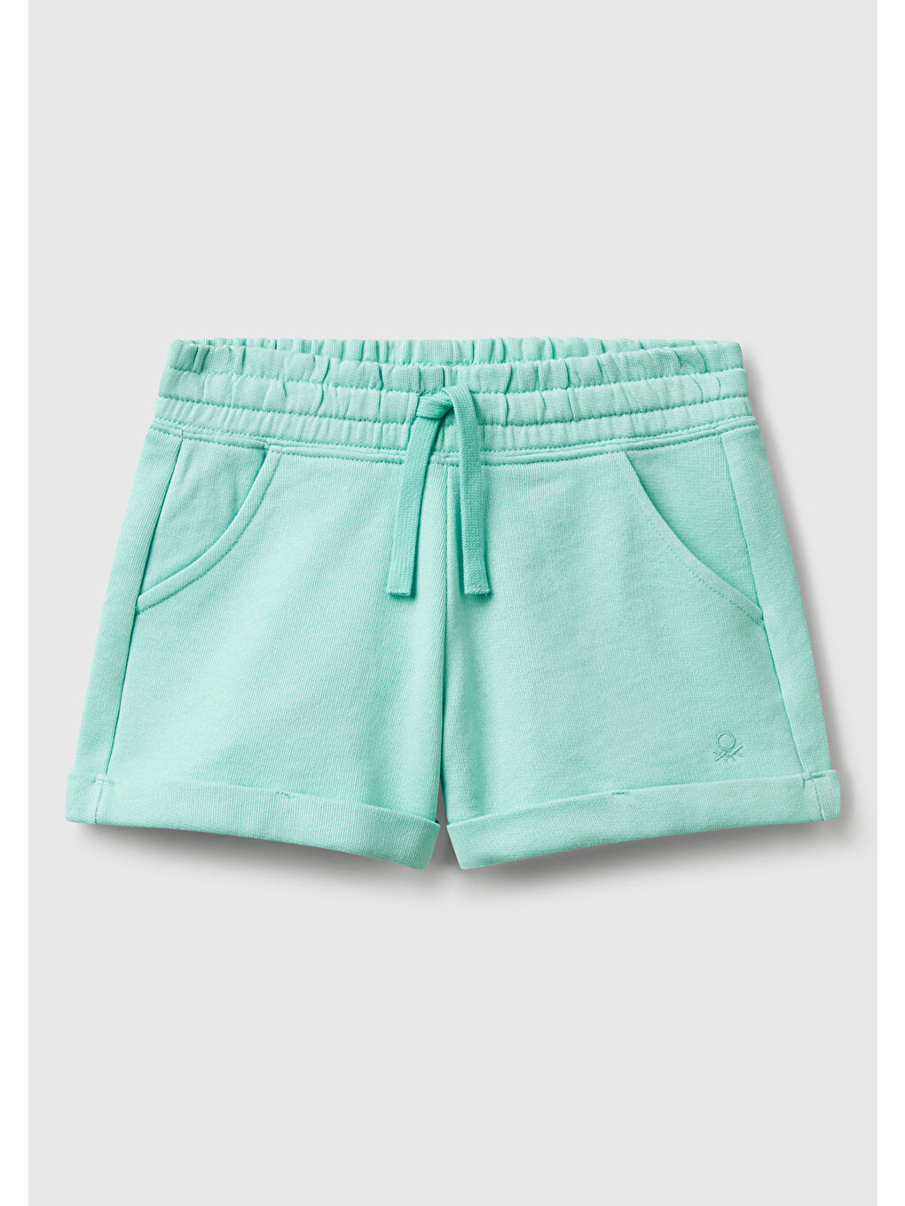 Turkuaz Kız Çocuk Su Yeşili Logolu Sweat Şort
