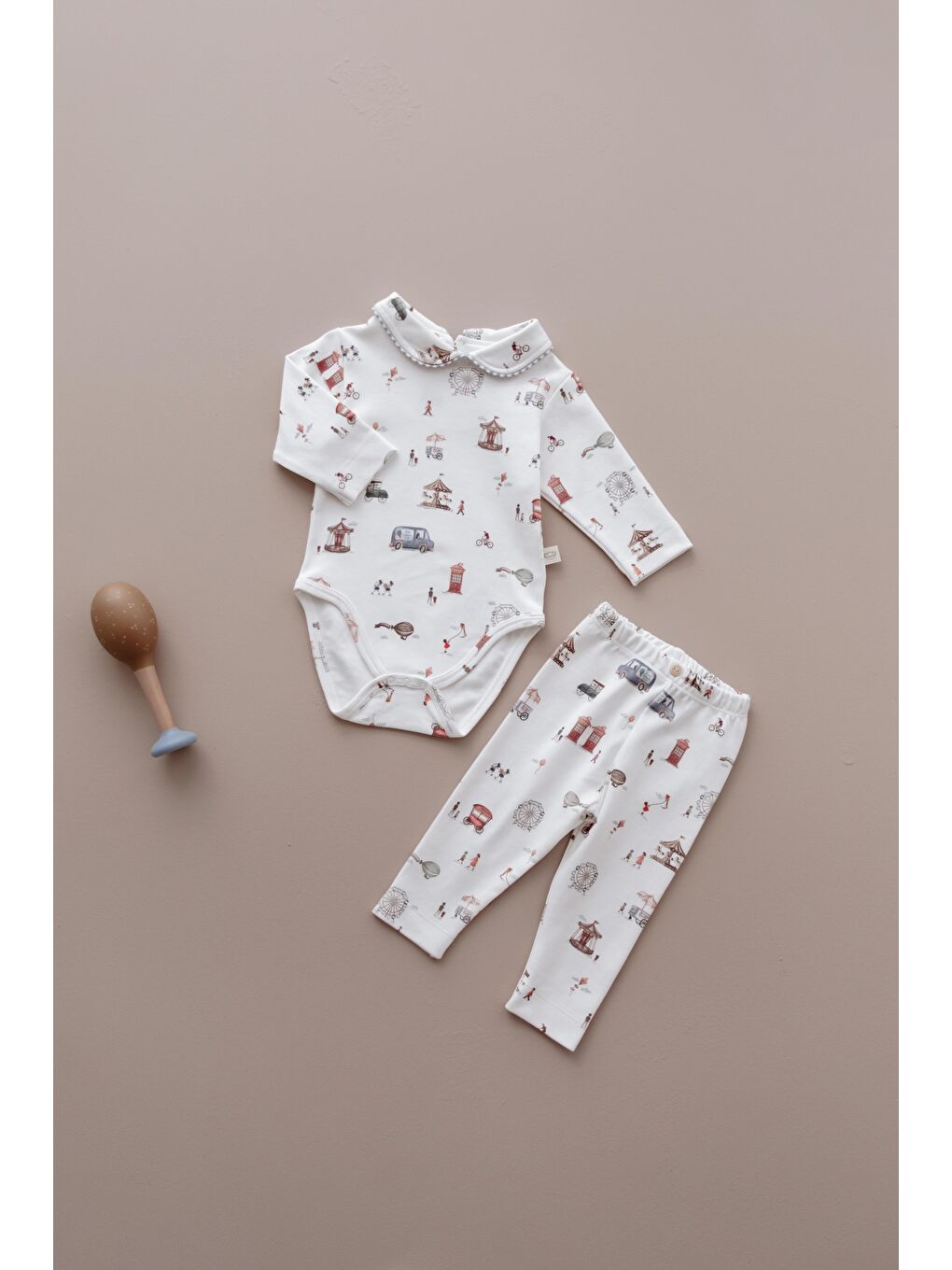 Beyaz Puffy Sleep Lunapark Serisi Body Tayt Takım