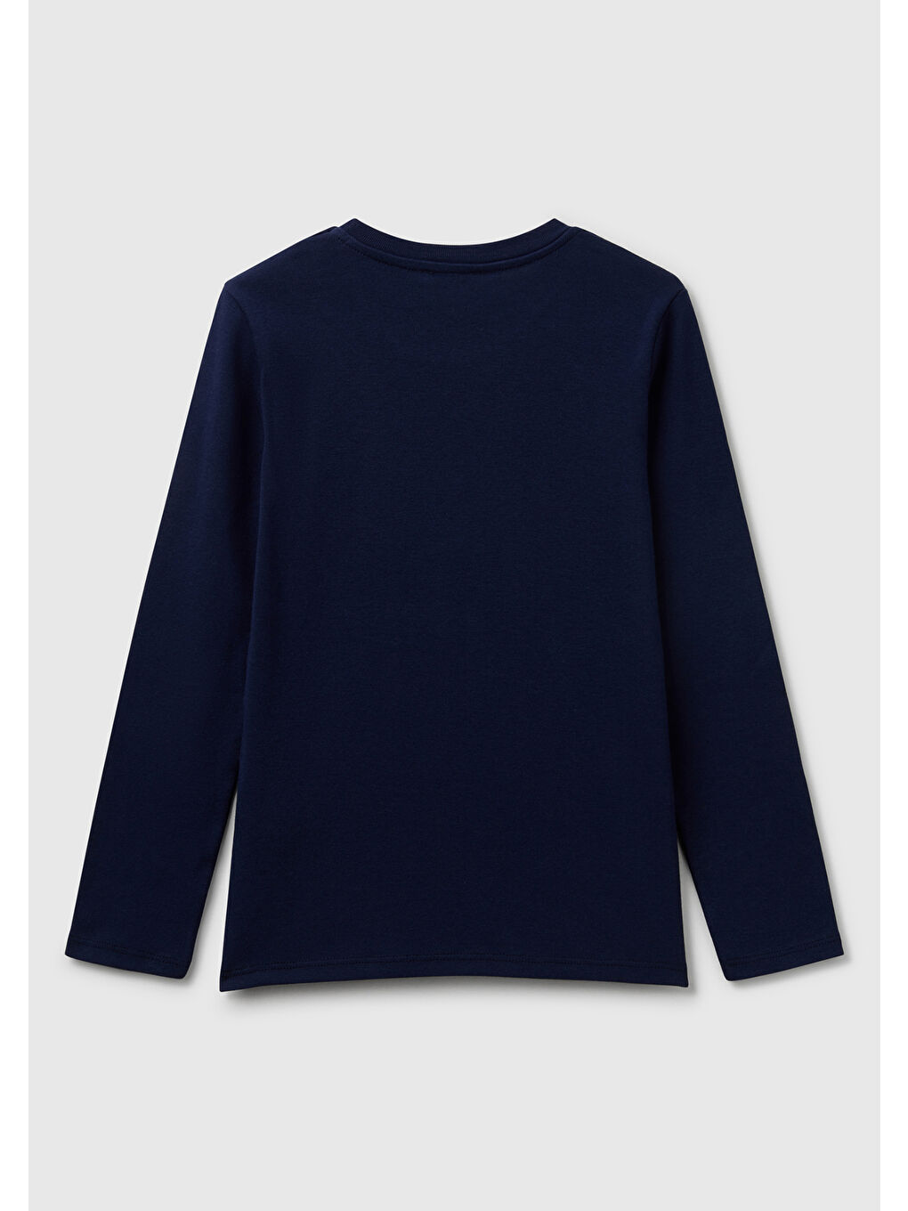 Kız Çocuk Lacivert Simli Benetton Logo Baskılı T-Shirt-1