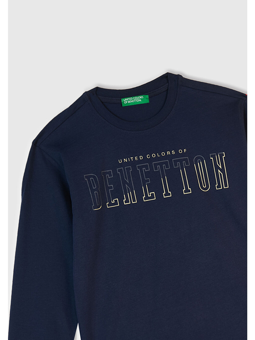 Erkek Çocuk Lacivert Önü Logo Baskılı Uzun Kollu T-shirt-1