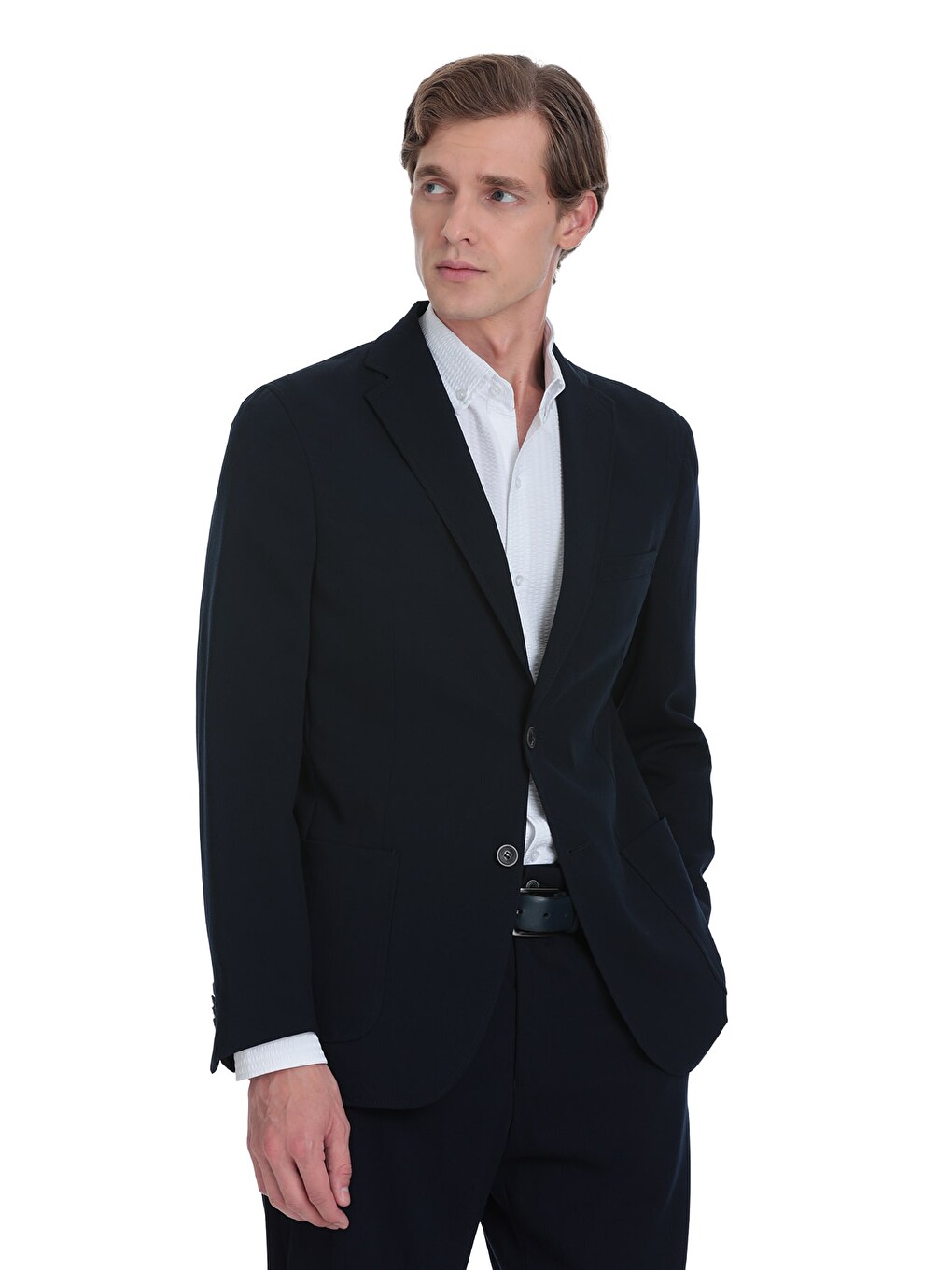 Lacivert Slim Fit Mono Yaka Casual Takım Elbise-2