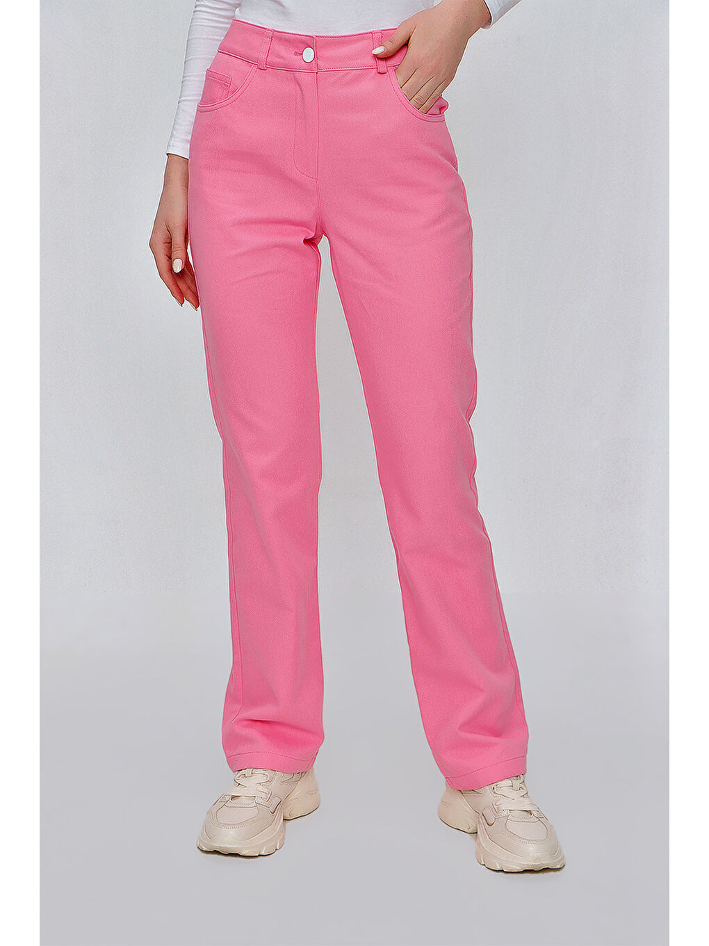 Pembe Pudra Beş Cep Pantolon-3