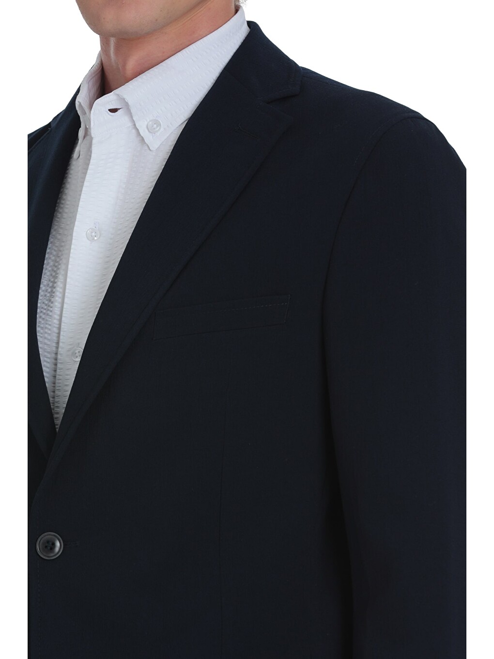 Lacivert Slim Fit Mono Yaka Casual Takım Elbise-3