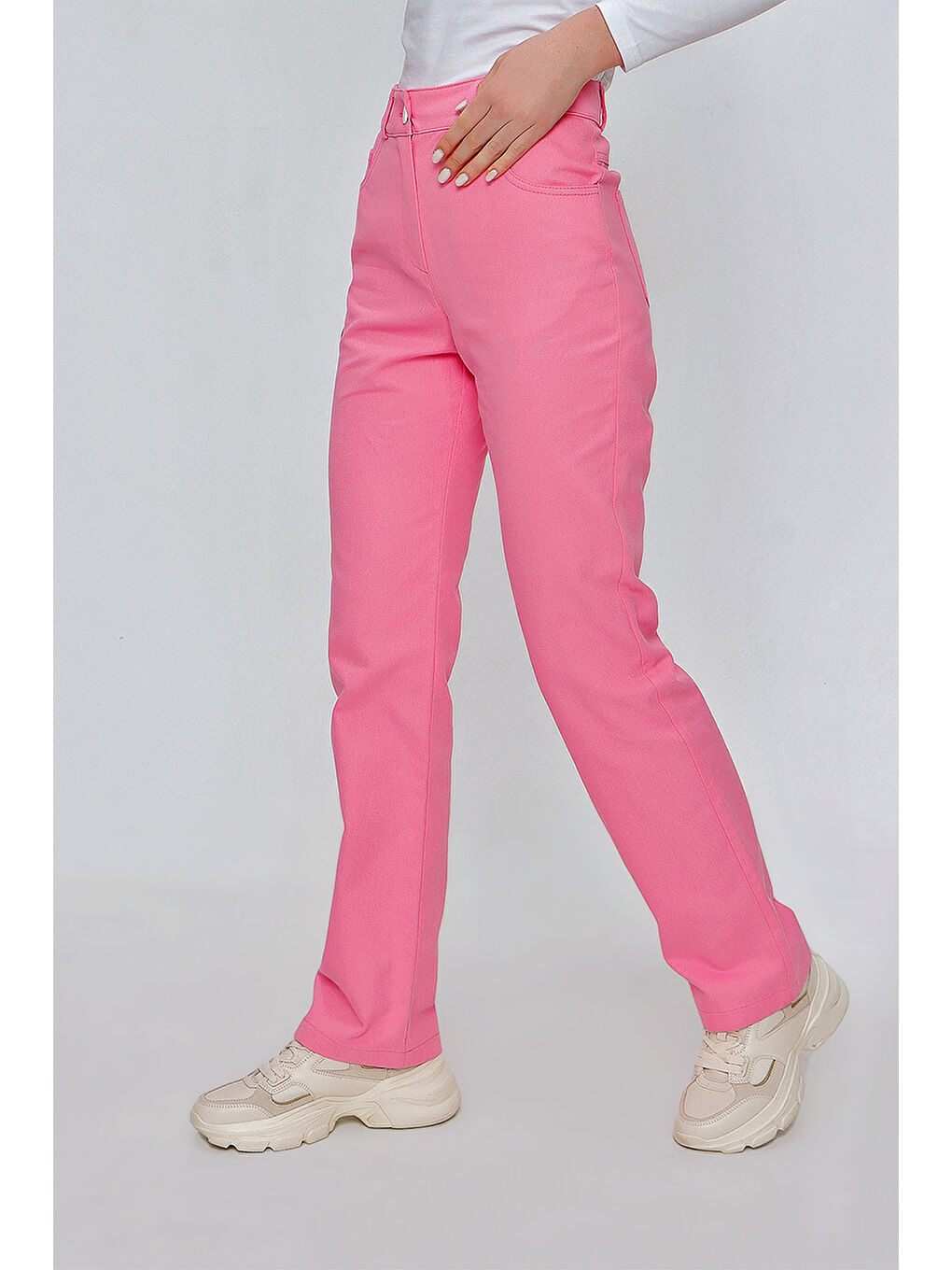 Pembe Pudra Beş Cep Pantolon-4